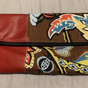 Floral and Red Fold Over Clutch